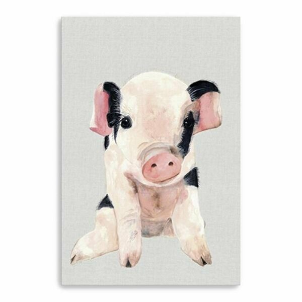 Palacedesigns 48 in. Cute Pink Piglet Canvas Wall Art PA3097743